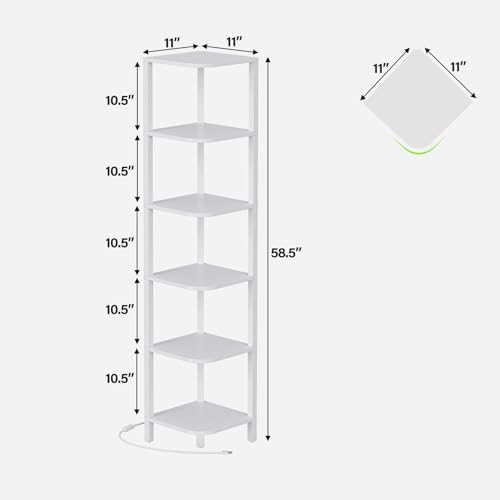 TUTOTAK Corner Shelf with LED Light, 6-Tier Corner Bookshelf - Image 2