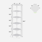 TUTOTAK Corner Shelf with LED Light, 6-Tier Corner Bookshelf - Image 2