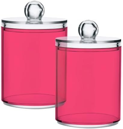 4 Pack Qtip Holder Dispenser with Lids,Magenta Storage Containers,Bathroom Canisters Organizer for Cotton Ball,Cotton Swab,Cotton Round Pads,Floss 21214716 - Image 7
