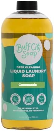Buff City Soap - Liquid Laundry Soap Made With Simple Ingredients & No Harsh Chemicals - Cleans Tough Stains & Lifts Dirt - Vanilla, Lavender, Smoke, & Cedar Scented Laundry Detergent - Commando by BuffCitySoap