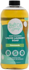 Buff City Soap - Liquid Laundry Soap Made With Simple Ingredients & No Harsh Chemicals - Cleans Tough Stains & Lifts Dirt - Vanilla, Lavender, Smoke, & Cedar Scented Laundry Detergent - Commando by BuffCitySoap