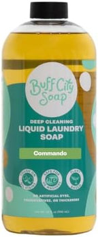 Buff City Soap - Liquid Laundry Soap Made With Simple Ingredients & No Harsh Chemicals - Cleans Tough Stains & Lifts Dirt - Vanilla, Lavender, Smoke, & Cedar Scented Laundry Detergent - Commando by BuffCitySoap