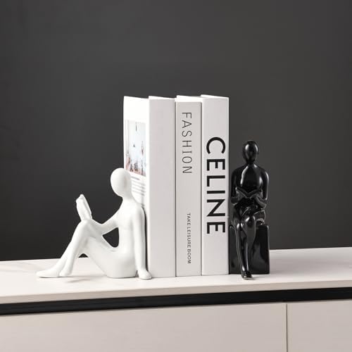 Ceramic Decorative Bookends, Book Ends for Shelves, Home Office Decor - Image 4