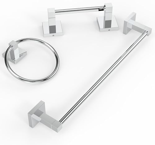 RUACQ Bathroom Accessories, 3-Piece Bathroom Hardware Set, Chrome - Image 7