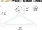Amber Home 20 Pack 15" White Wooden Clothes Hangers for Woman - Image 2