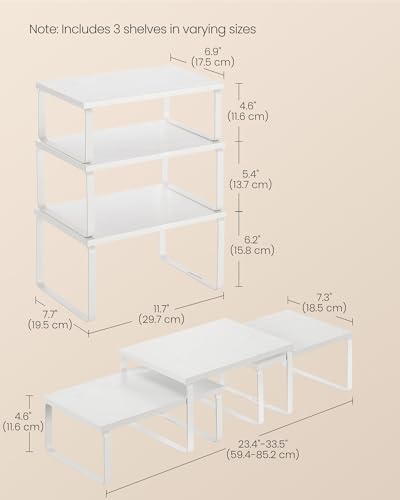SONGMICS Cabinet Organizer Shelf, Set of 3 Spice Rack, Kitchen Storage - Image 6