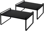 Nxconsu Stackable Cabinet Shelf Organizer 2 Pack, Wide Black by Nxconsu