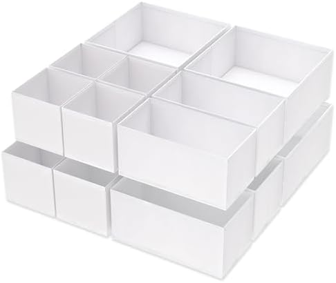 Criusia 16 Pack Underwear Drawer Organizer, Drawer Organizer Clothes, Foldable Cloth Storage Box Closet Dresser Drawer Divider Organizer for Clothes, Scarves (White) by Criusia