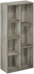 Furinno LUDER Book Shelf, 7-Cube Bookshelf, Bookcase with Open Shelves, 9.4 x 19.5 x 41.7, Easy Assembly, for Living Room, Bedroom, Home Office, French Oak - Image 6