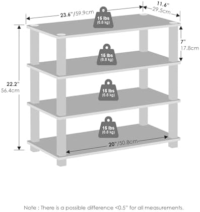Furinno Turn-N-Tube Storage Shelves Set of 2, 4-Tier Stackable Standing Shelf, Open Corner Shelf, for Organization and Storage, Living Room, Garage, Home Office, Espresso - Image 2