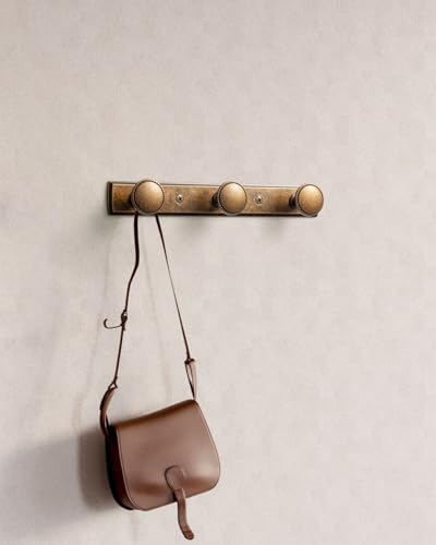 Goo-Ki Antique Brass Coat Rack Wall Mount, Heavy Duty Zinc Alloy Wall Mounted Coat Hooks with Escutcheon Backplate, Vintage Hat and Towel Hanger Rail for Entryway, Bathroom and Mudroom (3 Hooks) - Image 4