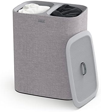 Joseph Joseph Tota 90 liter/23.8 gallon Laundry Hamper Separation Basket with lid, 2 Removable Washing Bags with Handles - Gray by Unknown