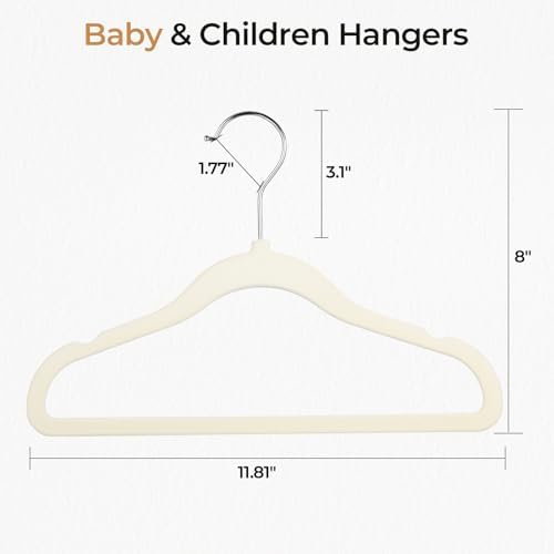 GoodtoU Velvet Baby Clothes Hangers 50 Pack 11.8 Inch Beige - Image 2