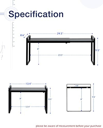 Nxconsu Expandable Shelf for Cabinets, Cabinet Shelf Riser, 8.6" Black - Image 3