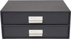 Bigso Box of Sweden Birger 2-Drawer Fiberboard Label Frame Document Letter Box | Desktop Drawers for Loose Papers, Documents with Metal Label Holder | 13.1" x 10" x 5.7" | Dark Grey - Image 4