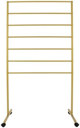 7-Tier Metal Scarf Display Stand with 360°Swivel Wheels, Freestanding Scarf Holder Organizer Rack, Floor Standing Belt Shawl Hijab Towel Display Rack for Boutique, Retail Store, Home (Golden) by Eapmic