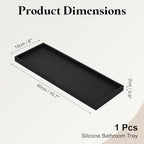 uxcell Bathroom Vanity Tray, 15.7" x 6" Silicone Soap Dispenser Trays, Shatterproof Kitchen Sink Organizer for Soaps Keys Candle Trinket, Black - Image 2
