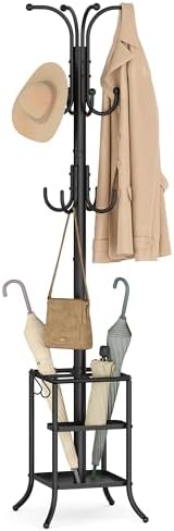 SONGMICS Metal Coat Rack Freestanding, with Umbrella Holderl, 12 Hooks by SONGMICSbySONGMICSHOME
