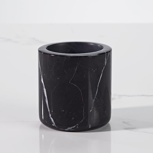 Black Marble Storage Canister, Cylinder 3 inch Diam x 3.5 Inch Ht Marble Jar with Lid, Natural Premium Bathroom Organizer for Cotton Balls, Jewery, Bath Salt, Q tip Holder for Powders, Countertop - Image 3