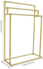 Modern Floor Standing Belt Hanger, Belt Display Stand with 39 Hooks Metal Belt Rack Organizer Storage Shelf for Belt Ties Scarf Bags, Gold - Image 2