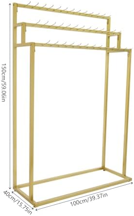 Modern Floor Standing Belt Hanger, Belt Display Stand with 39 Hooks Metal Belt Rack Organizer Storage Shelf for Belt Ties Scarf Bags, Gold - Image 2