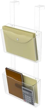 2 Tier Clear Acrylic Wall Hanging File Organizer Over the Door File Holder by ELEpure