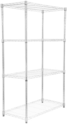 Whitmor 4 Tier Storage Shelves, Heavy Duty with Wheels, 400 lbs Capacity per Shelf, Max 1600 lbs Total, Adjustable Steel Organizer for Garage, Kitchen, Bathroom, 36" L x 18" W x 59" H, Chrome by Whitmor