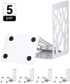 Book Ends, Bookends, Bookends for Shelves, Bookend, Book Ends for Heavy Books, White Metal Book Shelf Holder Home Decorative, Book Stoppers for Shelves, Bookend Supports 5 Pair by INN%C3%94PLUS
