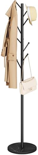 Yoobure Coat Rack Freestanding with Natural Marble Base - Coat Tree with 8 Hooks Heavy Duty Coat Hanger Stand, Metal Coat Rack Stand for Jacket, Hat, Clothes & Bag, Hall Tree Hat Rack for Entryway by Yoobure