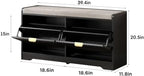 Maupvit 39.4" Fluted Shoe Bench with Storage, Narrow Entryway Bench, Black - Image 2