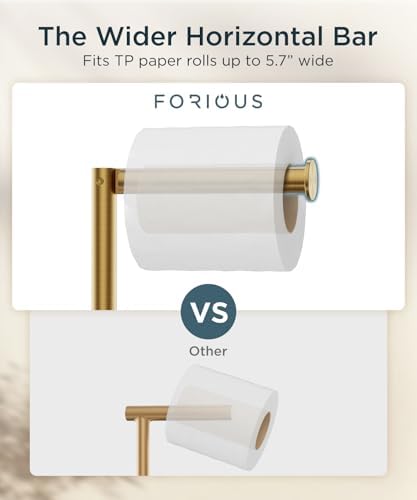 FORIOUS Toilet Paper Holder Stand with Storage for 4 Rolls, Black and Gold - Image 4