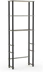 Furinno Turn-N-Tube with 3 Shelves Toilet Space Saver, French Oak Grey/Black - Image 6