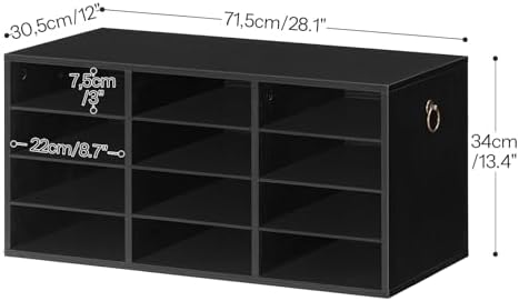 HOOBRO Countertop Mail Sorter, Wooden Literature Organizer, Student Mailbox for Classroom, Desktop Organizer for Office Home School, 12 Compartments Black BK43WF01 - Image 3