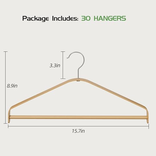 APRTAT Bamboo Clothes Hangers 30 Pack, Suit Hangers 360° Rotatable Hook - Image 6