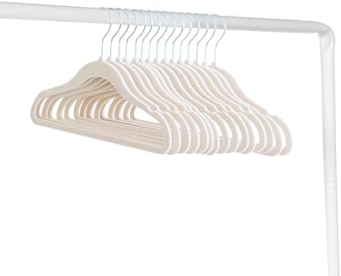 3 Sprouts Velvet Baby Hangers - Non-Slip Hanger for Infant, Toddler, Baby Clothes - Closet Kids Hangers with Slim Design, Nordic Colors, Pack of 30 - Beige - Image 4