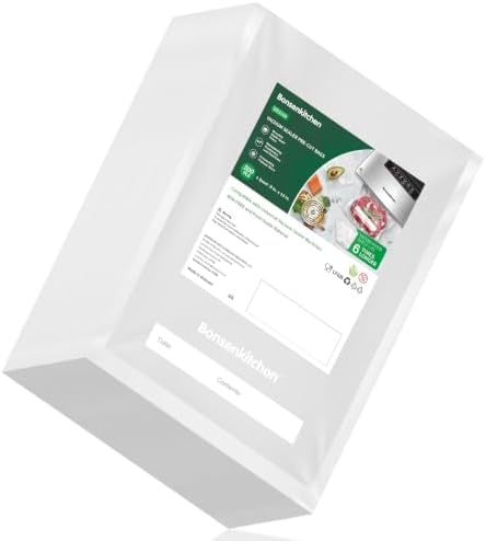 Bonsenkitchen Precut Vacuum Sealer Bags 200 Quart 8" x 12", BPA Free by Bonsenkitchen