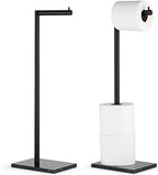 MARMOLUX ACC Free Standing Toilet Paper Holder Stand and Storage - 4 Jumbo Roll Bathroom Hardware Toilet Paper Stand - Stainless Steel Standing Toilet Paper Holder -Matte Black/Black Marble Base by MARMOLUXACC