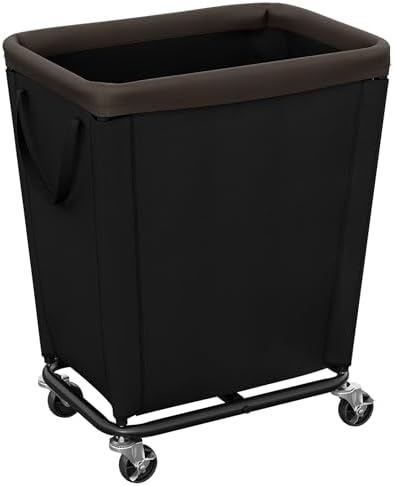 StorageWorks Laundry Hamper with Wheels, 210L Rolling Black Basket by StorageWorks