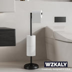 Matte Black Toilet Paper Holder Stand with Storage, 4 Extra Rolls - Image 2