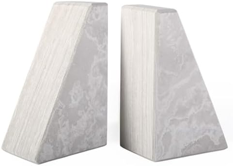Marble Bookends for Heavy Books, Decorative Book Ends for Shelves, Durable and Heavy-Duty Bookends for Hardback Book & CDS, Off-White Unique Books Stopper & Holder, Set of 2 - Image 3