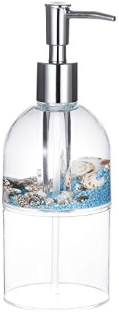 Locco Decor 4 Piece Acrylic Liquid 3D Floating Motion Bathroom Vanity Accessory Set Oceam Theme Sea Shell Conch Toothbrush Holder, Tumbler, Soap Dispenser, Soap Dish - Image 2