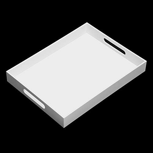 KEVLANG Glossy White Acrylic Serving Tray, 12x16Inch, Sturdy Kitchen Countertop Organizer, Decorative Vanity Table Tray, Ottoman Tray, 3/16 inch Thickness - Image 7