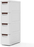 Giantex 4 Drawers Storage Cart, Narrow Plastic Dresser, Rolling Organizer Cart for Office Classroom Bedroom Bathroom Art Craft Supplies, Mobile Slim Utility Cart on Wheels (7.5"x16.5"x29.5") by Giantex