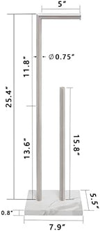 Gzila Free Standing Toilet Paper Holder Stand with Reserve, Heavy Weighted Marble Base Design, Bathroom Stands Tissue Rolls Holder, 304 Stainless Steel Brushed Nickel - Image 7