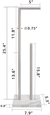 Gzila Free Standing Toilet Paper Holder Stand with Reserve, Heavy Weighted Marble Base Design, Bathroom Stands Tissue Rolls Holder, 304 Stainless Steel Brushed Nickel - Image 7