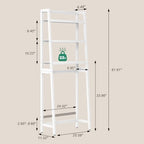 VASMIA Over The Toilet Storage,Bamboo 3-Tier Bathroom Organizer Over Toilet Storage Cabinet,Freestanding Space Saver with 3 Hooks White - Image 6
