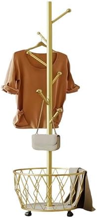 Gold Moveable Tree Metal Coat Rack with Basket Freestanding 65" - Image 2