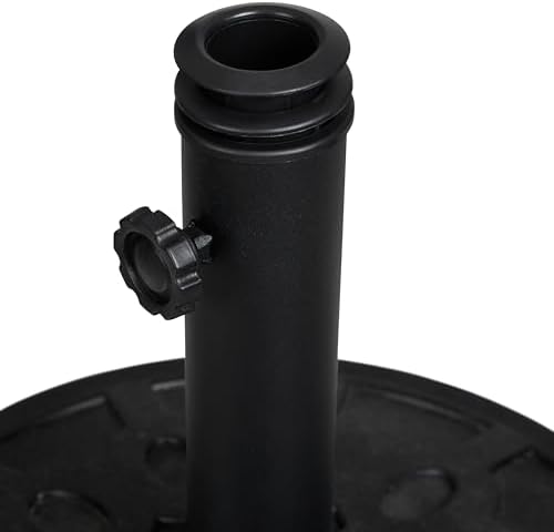 Backyard Expressions 20 lb Round Patio Umbrella Base – Heavy Duty Resin-Coated Calcium Carbonate Stand with Adjustable Pole Adapters Fits 1.5"–2" Poles, Weather-Resistant, Black Finish - Image 5
