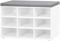 DINZI LVJ Shoe Storage Bench with Cushion, 31.5" Cubby Shoe Rack, 9 Cubbies by DINZILVJ