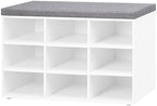 DINZI LVJ Shoe Storage Bench with Cushion, 31.5" Cubby Shoe Rack, 9 Cubbies by DINZILVJ